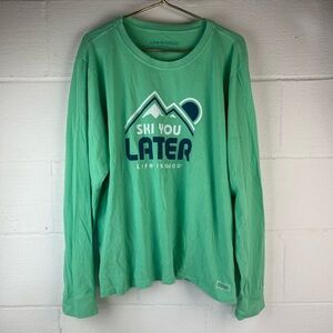 Life Is Good Green Ski You Later Tee